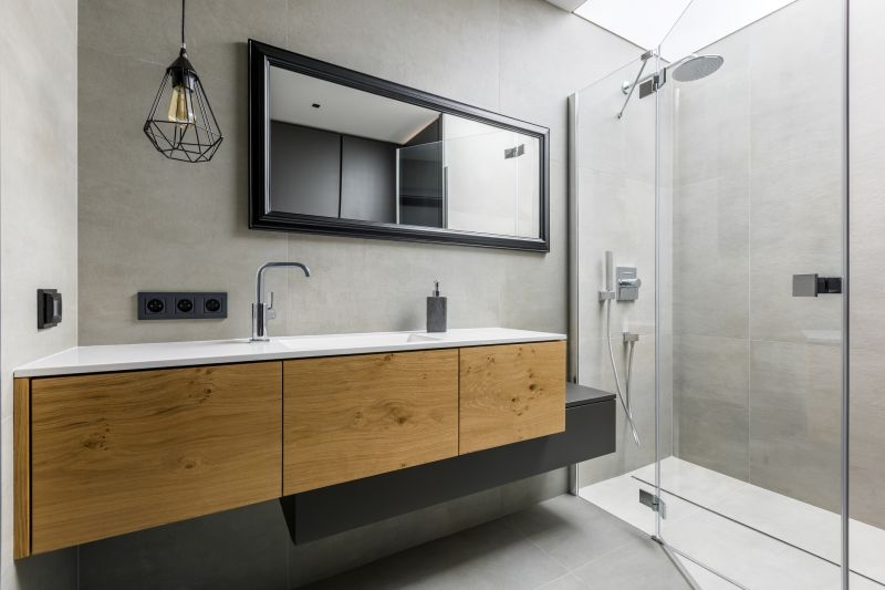 Modern bathroom featuring a floating vanity